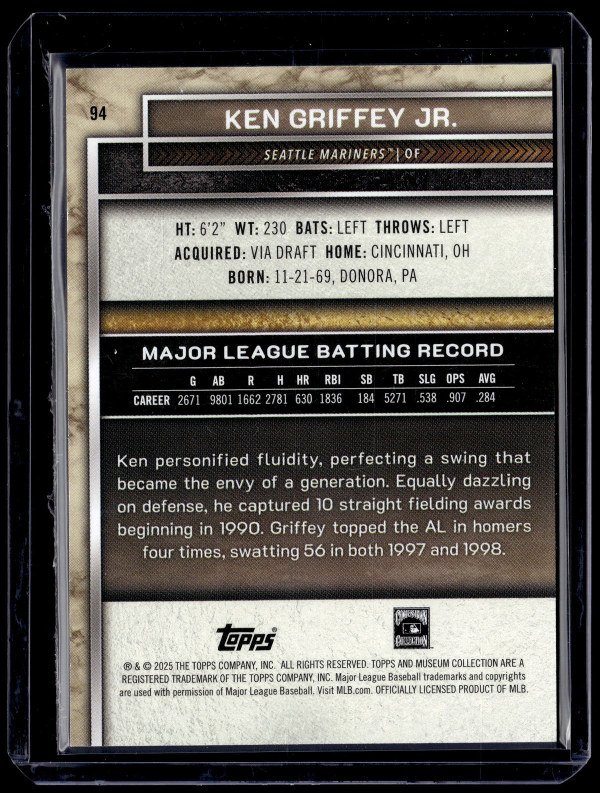 HL-P01 2025 Topps Museum Collection Ken Griffey Jr. #94 Bronze /249