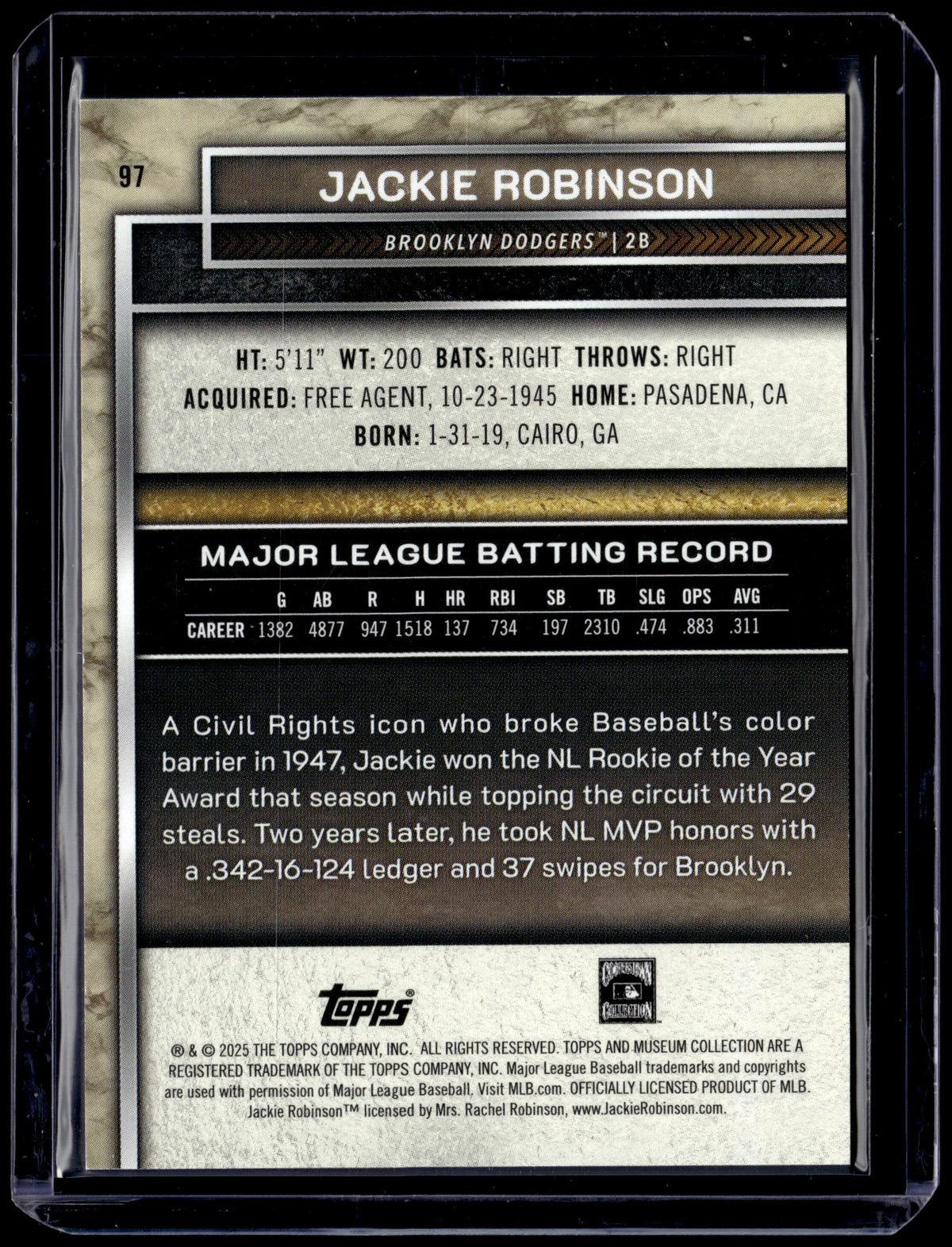 HL-P01 2025 Topps Museum Collection Jackie Robinson #97 Blue /150