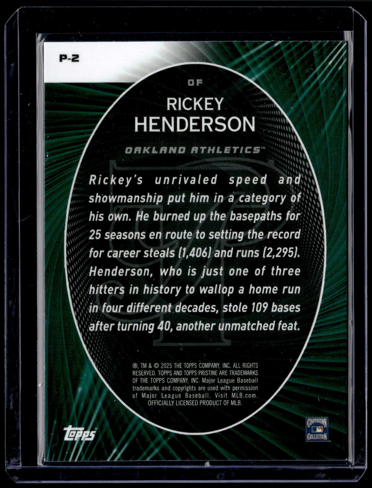 HL-P01 2025 Topps Pristine Perseverance Rickey Henderson #P-2 Refractor