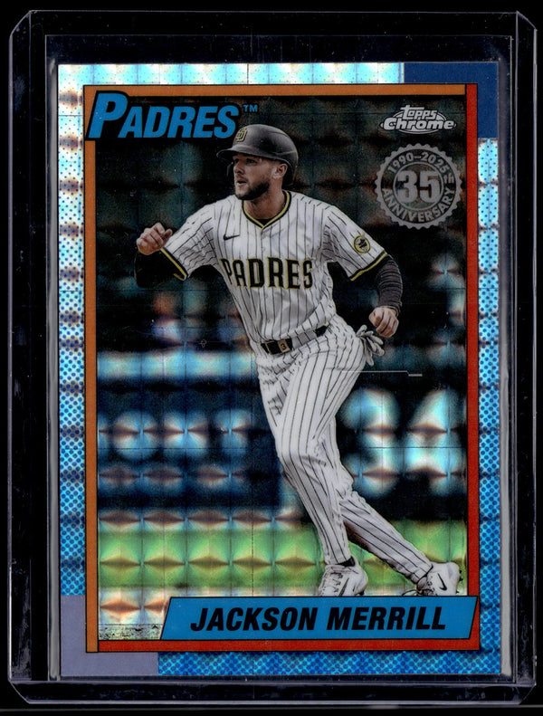 HL-P01 2025 Topps Chrome Jackson Merrill 35th Anniv Blue Mega Refractor #90CU-5
