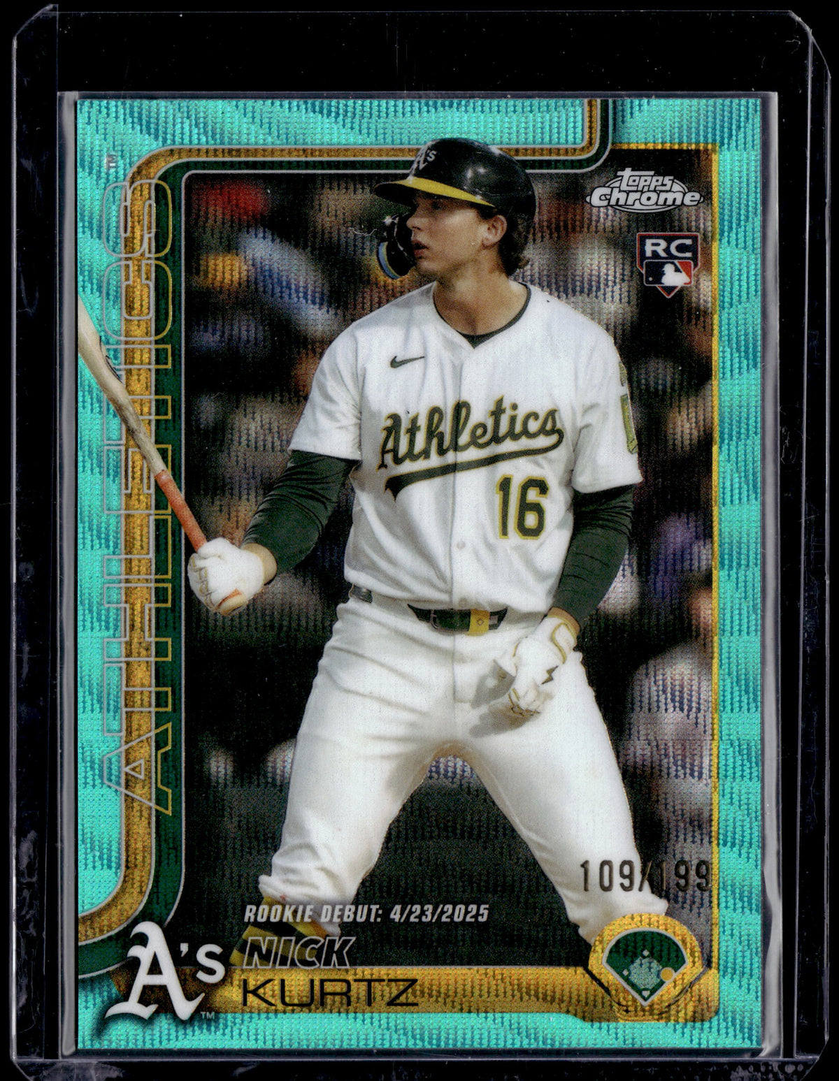 HL-P01 2025 Topps Chrome Nick Kurtz #USC180 Aqua Wave RC /199