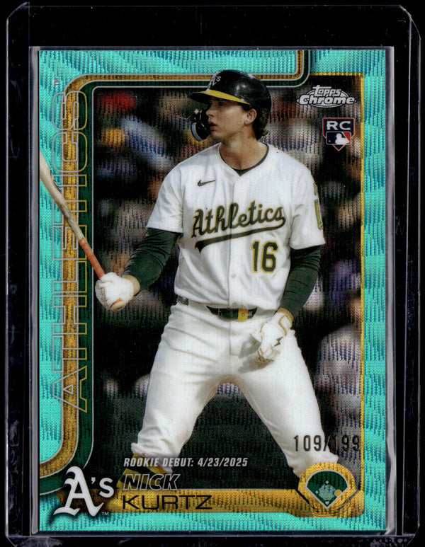 HL-P01 2025 Topps Chrome Nick Kurtz #USC180 Aqua Wave RC /199