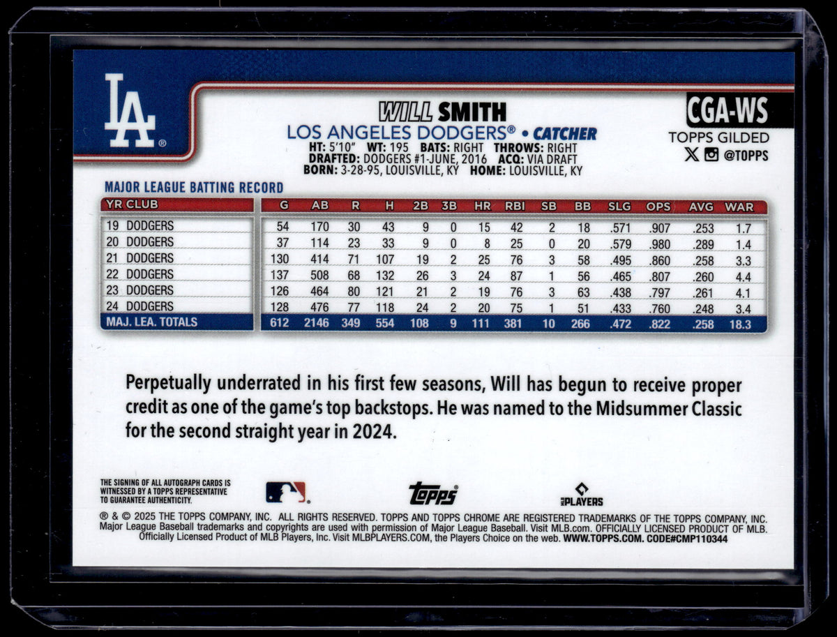 HL-P01 2025 Topps Chrome Gilded Will Smith #CGA-WS Blue Gold /50 Auto