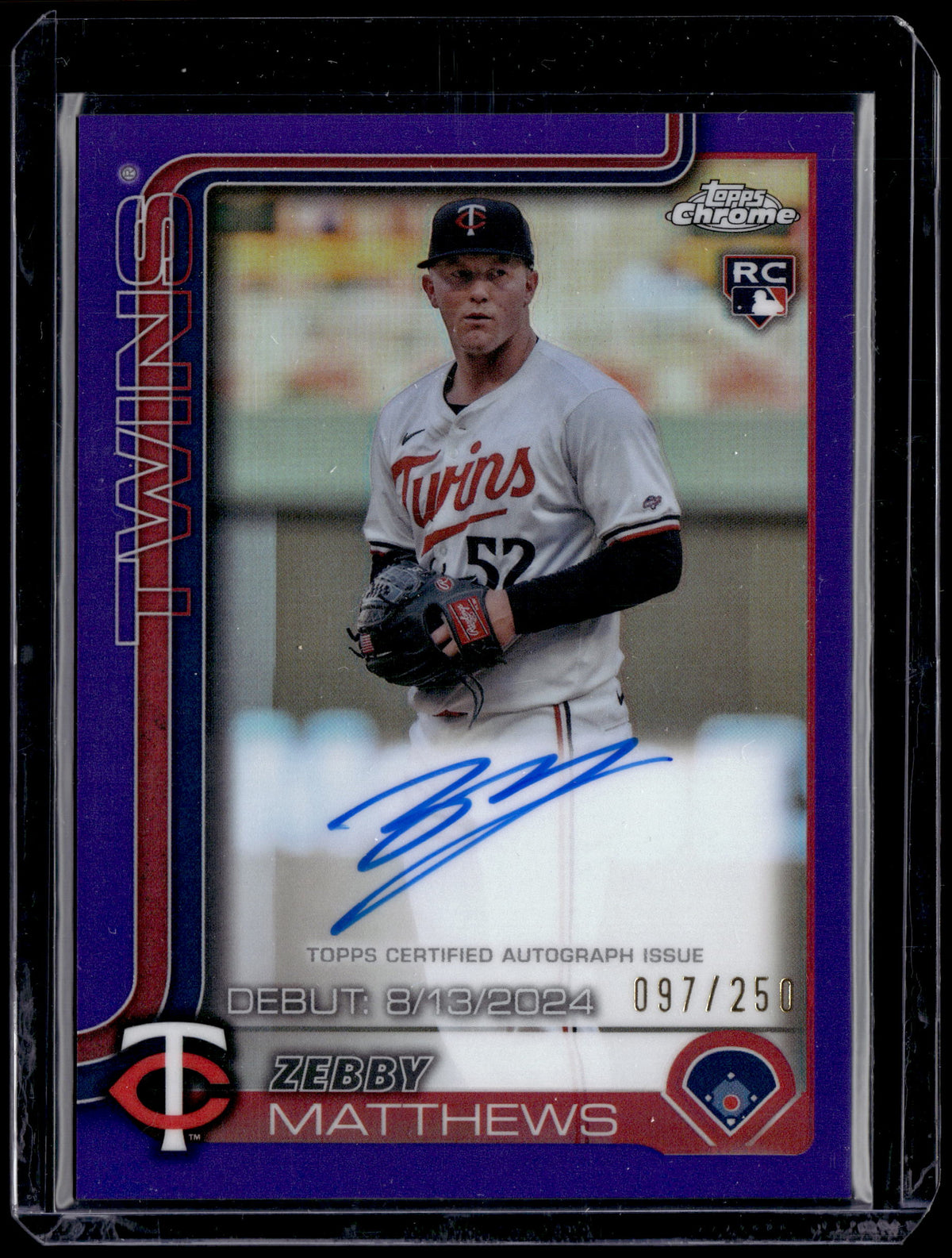 HL-P01 2025 Topps Chrome Update Zebby Matthews #CRDA-ZM Purple /250 RC