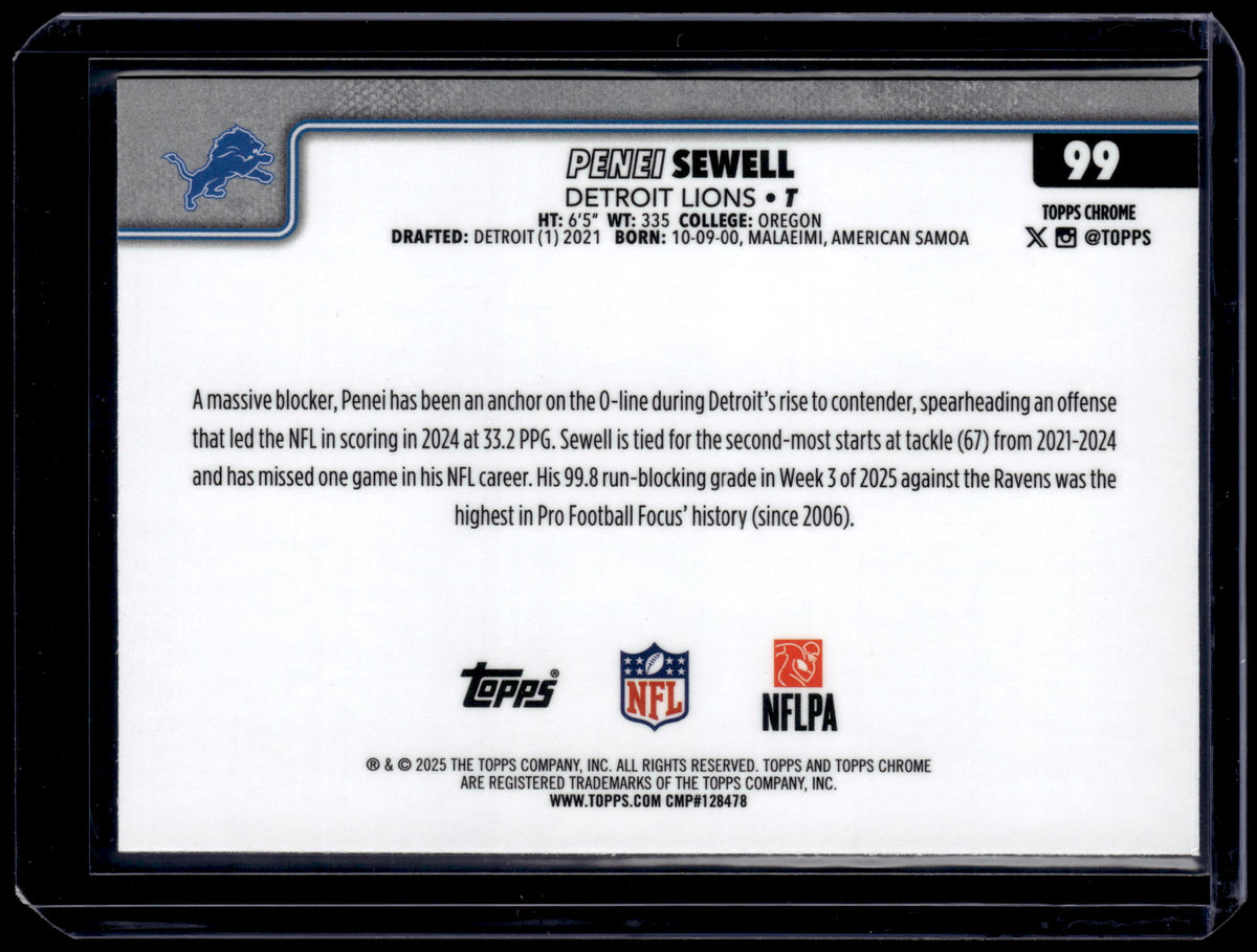 HL-P01 2025 Topps Chrome Penei Sewell #99 Blue Digital Camo SP