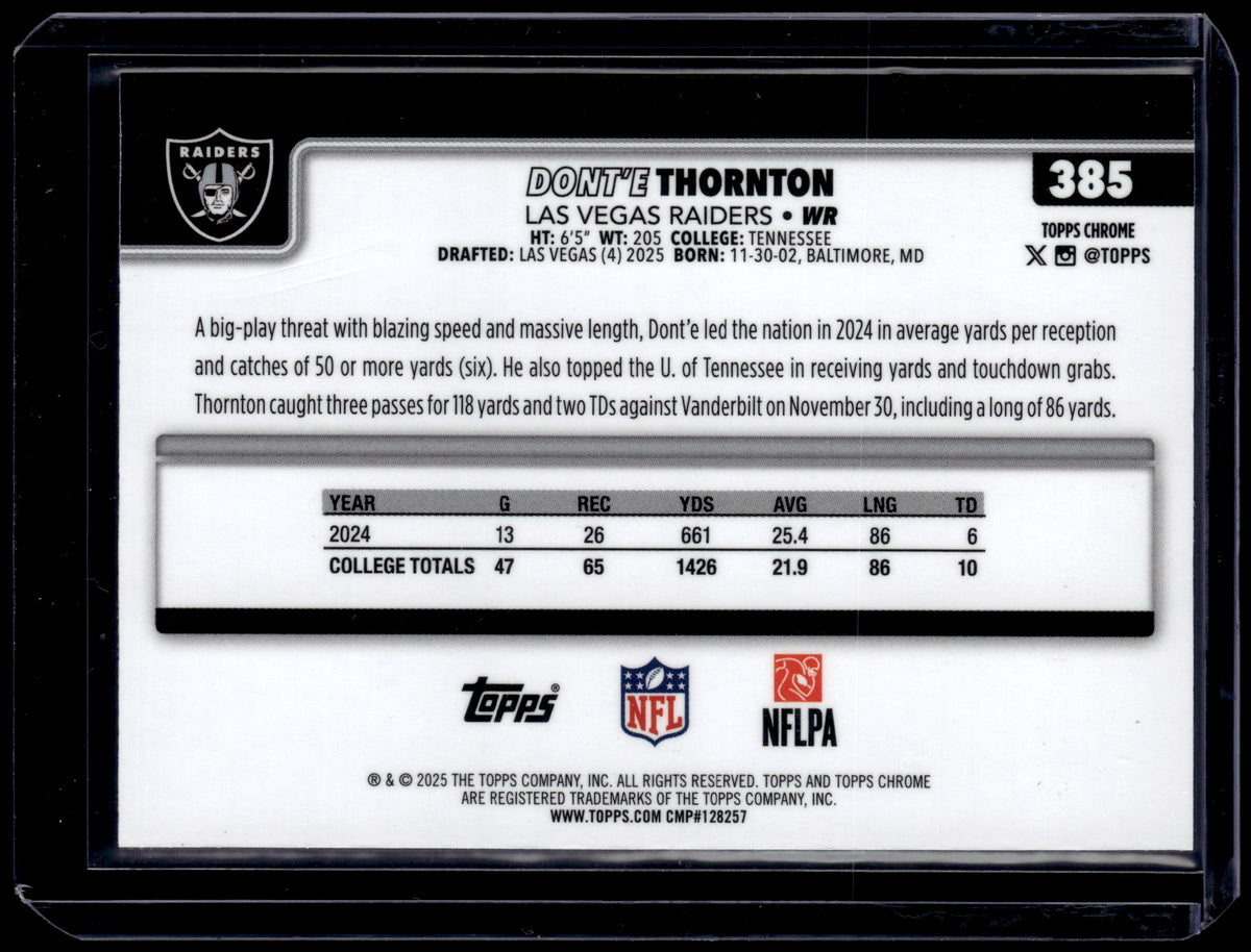 HL-P01 2025 Topps Chrome Dont'e Thornton Jr. #385 Blue Geometric /150 RC