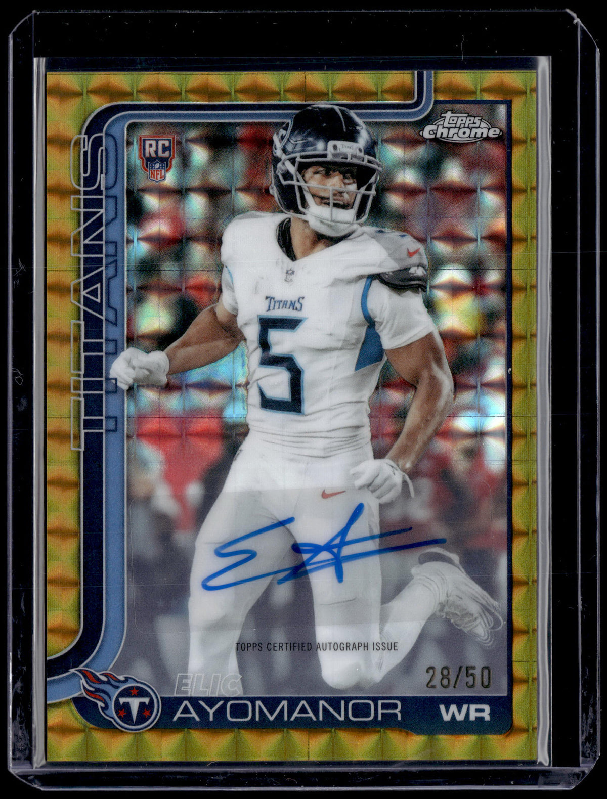HL-P01 2025 Topps Chrome Elic Ayomanor #RA-EAY Gold Geometric Refr /50 RC Auto
