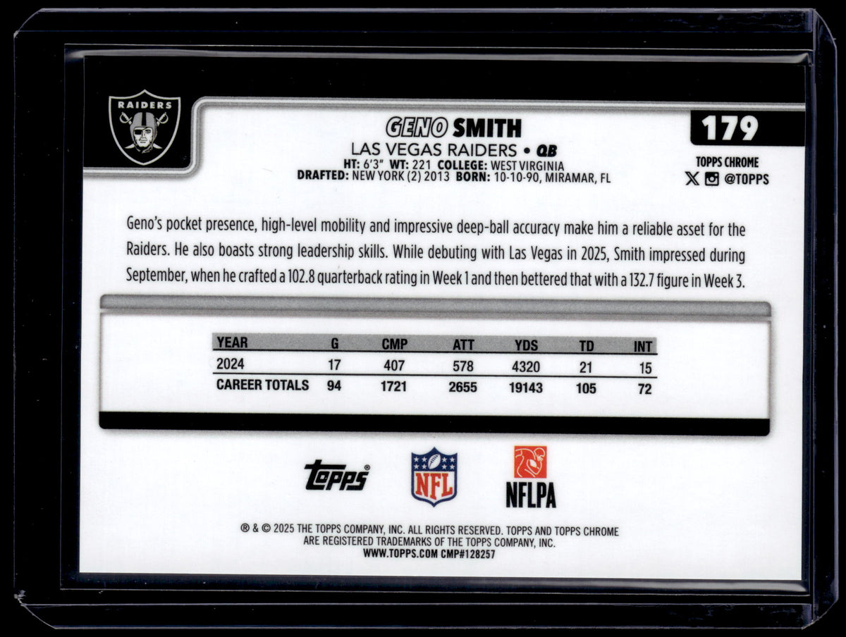 HL-P01 2025 Topps Chrome Geno Smith #179 Gold Geometric /50
