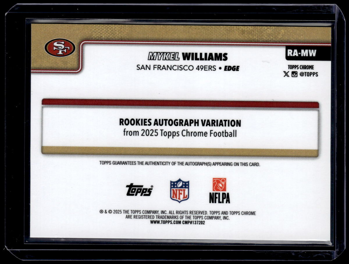 HL-P01 2025 Topps Chrome Mykel Williams #RA-MW RC Auto