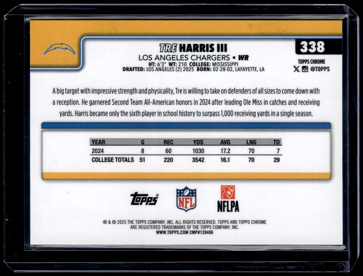 HL-P01 2025 Topps Chrome Tre Harris III #338 Green Geometric /99 RC