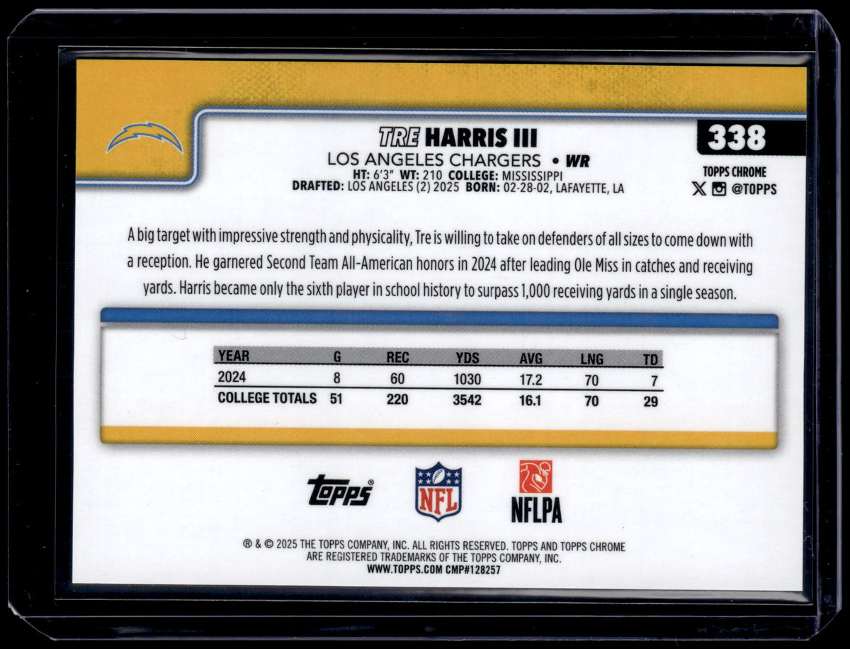 HL-P01 2025 Topps Chrome Tre Harris III #338 Gold Geometric Refractor /50 RC