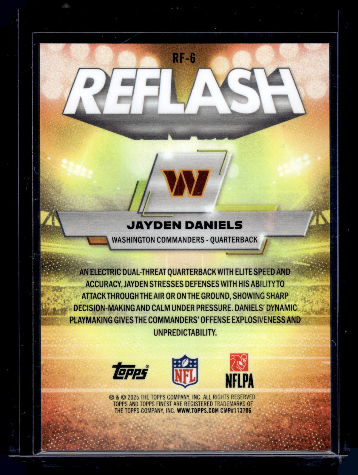 HL-INV 2025 Topps Finest Reflash Jayden Daniels #RF-6 Gold Refractor /50