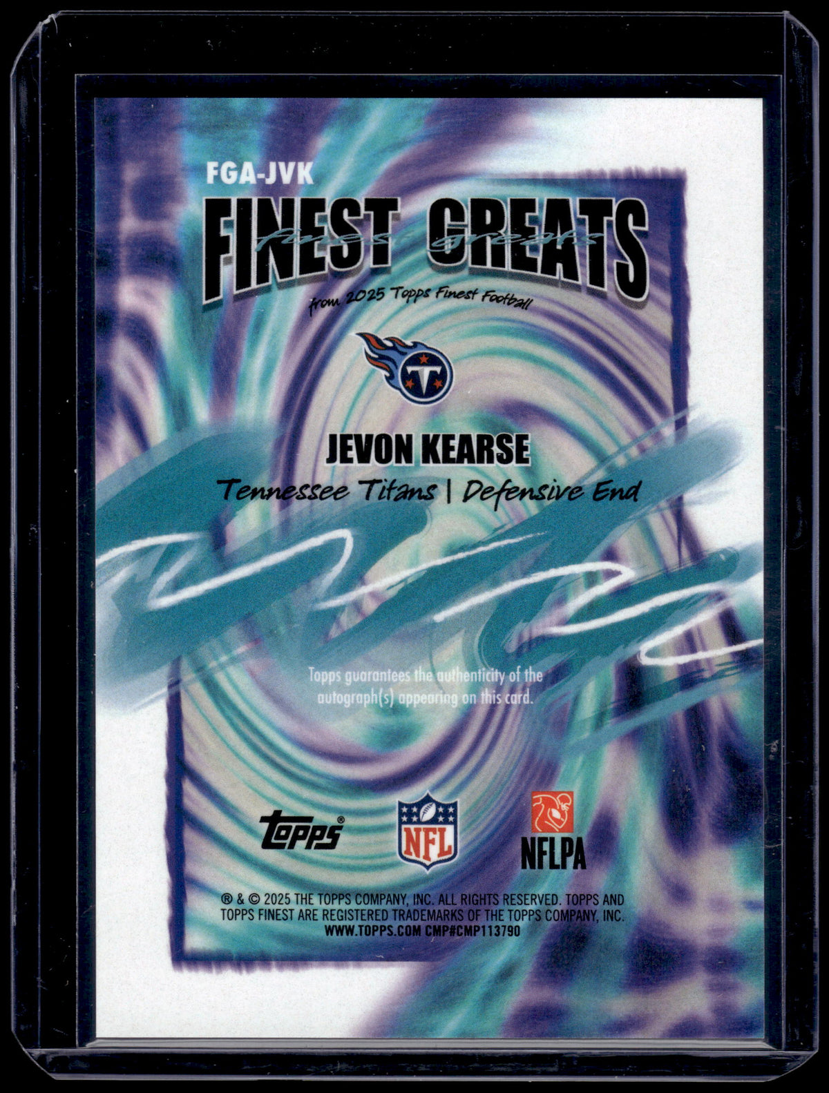 HL-INV 2025 Topps Finest Finest Greats Jevon Kearse #FGA-JVK Base Auto