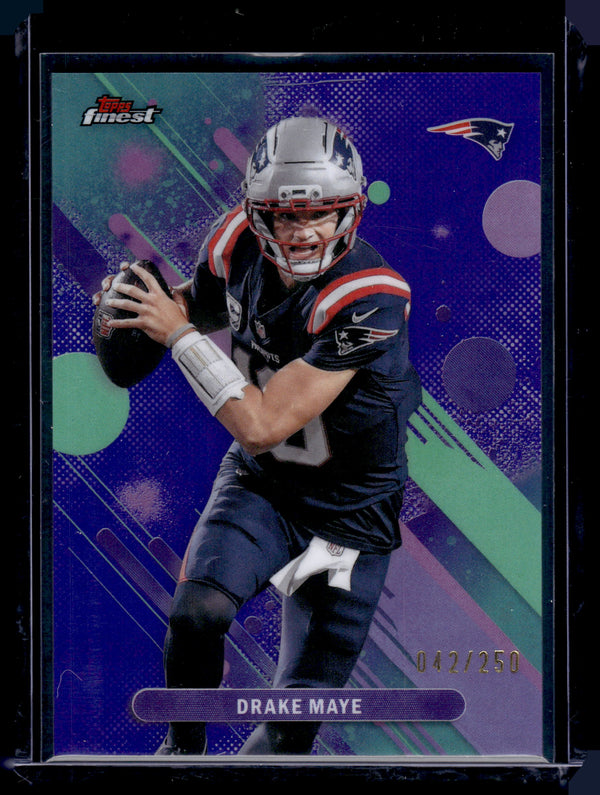 2025 Topps Finest Drake Maye #62 Purple Refractor /250