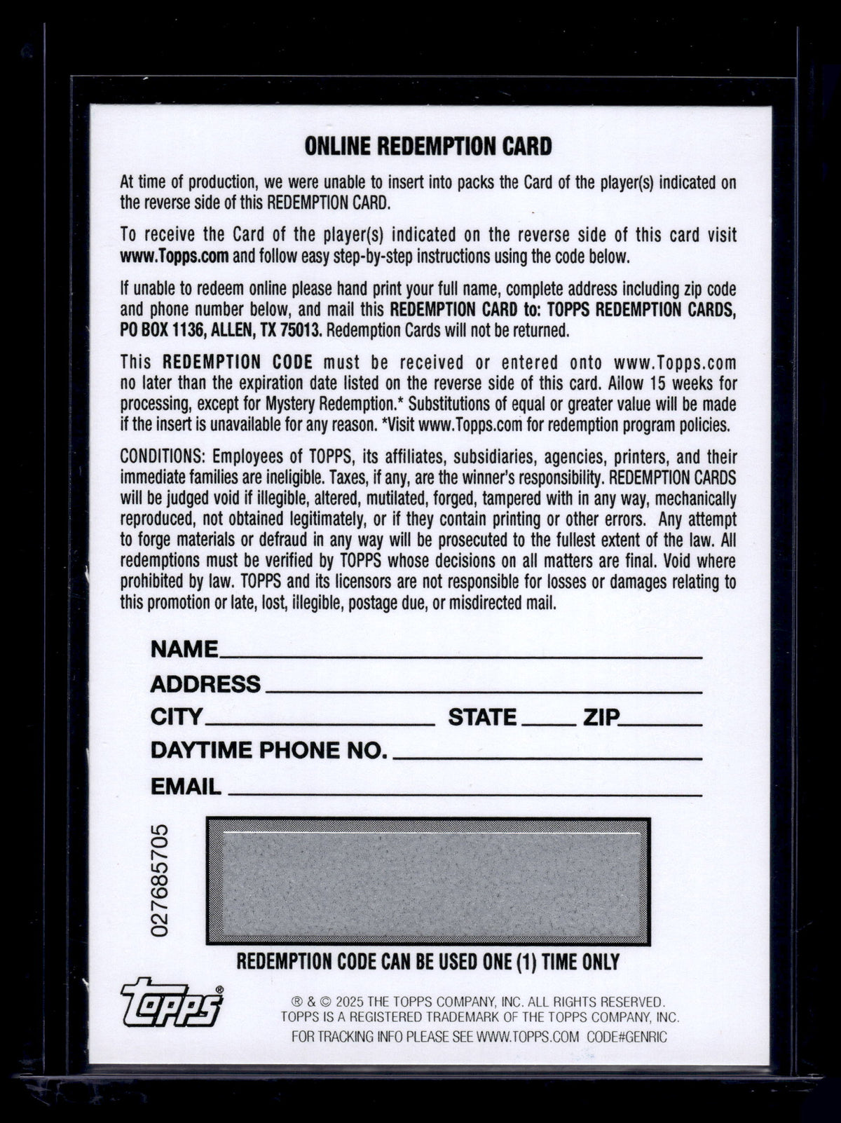 HL-INV 2025 Topps Chrome UEFA Reggie Walsh Blue Lava Redemption CA-RW