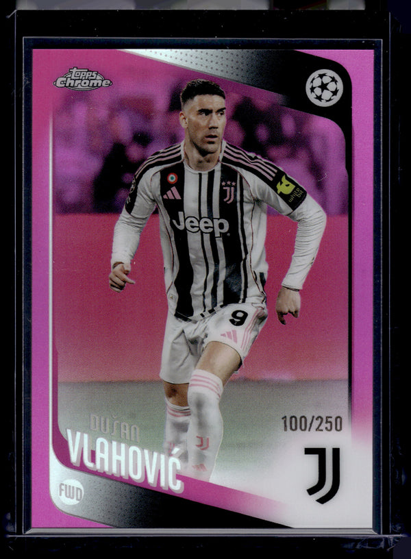 2026 Topps Chrome UEFA Dušan Vlahović #175 Pink Refractor /250