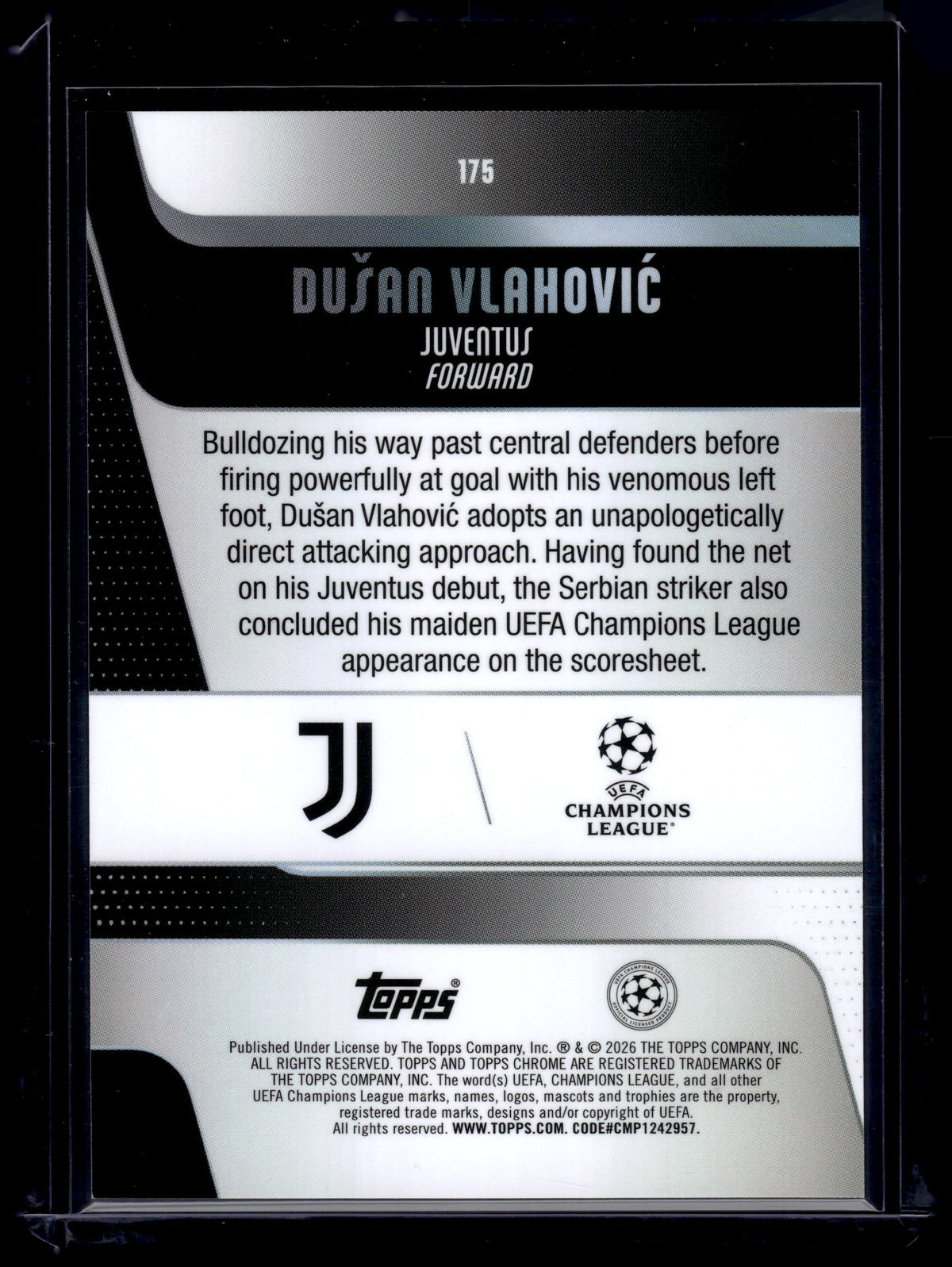 HL-INV 2026 Topps Chrome UEFA Dušan Vlahović #175 Pink Refractor /250