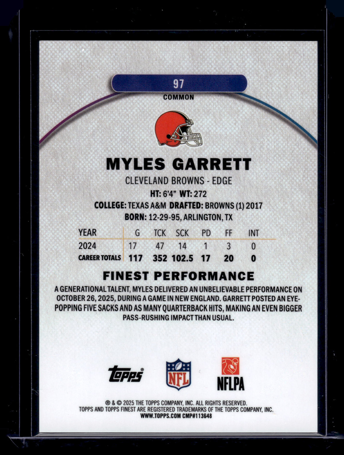 HL-INV 2025 Topps Finest Myles Garrett #97 /325