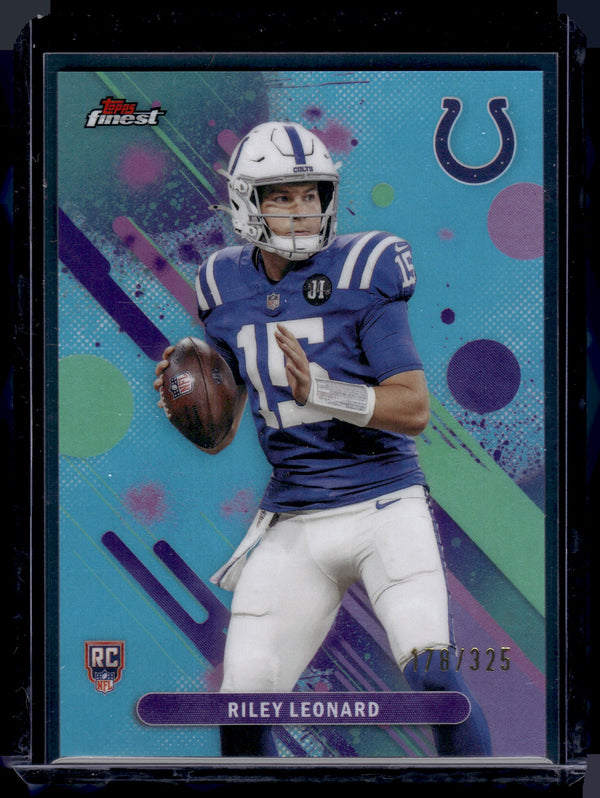 2025 Topps Finest Riley Leonard #9 Sky Blue Refractor /325 RC