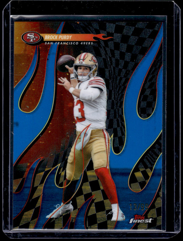 2025 Topps Finest Torchers Brock Purdy #T-28 Blue Refractor /99