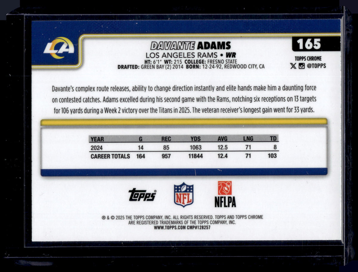 HL-P01 2025 Topps Chrome Davante Adams #165 Pink Refractor /250