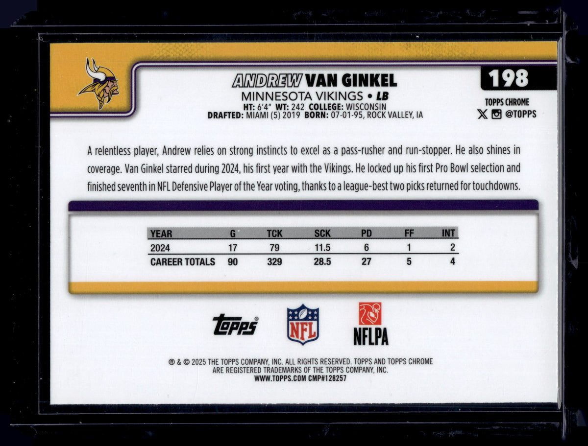HL-P01 2025 Topps Chrome Andrew Van Ginkel #198 Aqua Wave /199