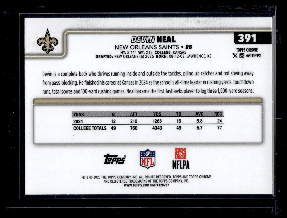 HL-P01 2025 Topps Chrome Devin Neal #391 Purple Geometric Refractor /75 RC