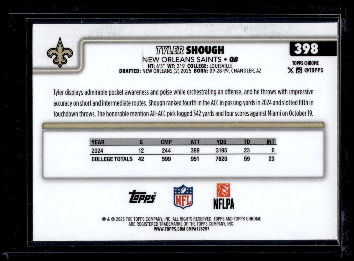 HL-P01 2025 Topps Chrome Tyler Shough #398 Geometric Refractor RC