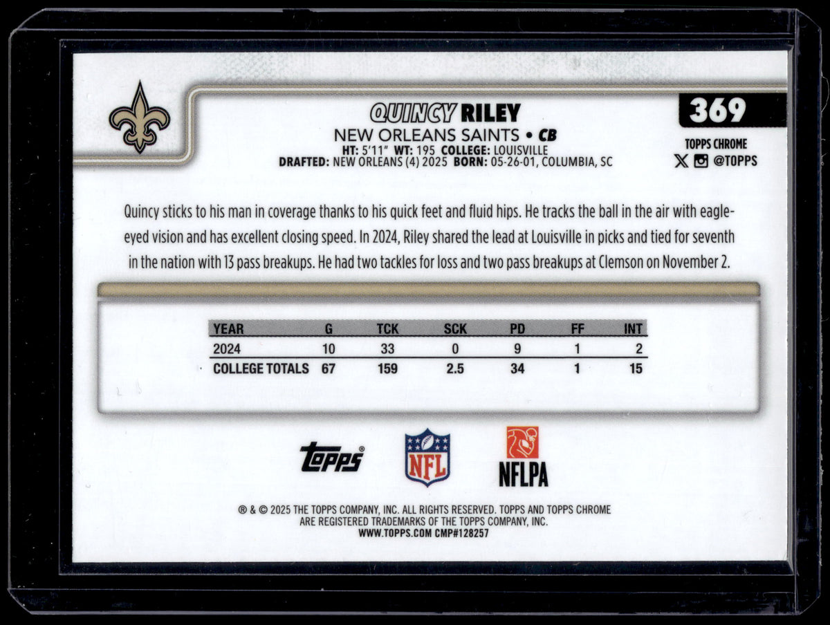 HL-P01 2025 Topps Chrome Quincy Riley #369 Geometric RC