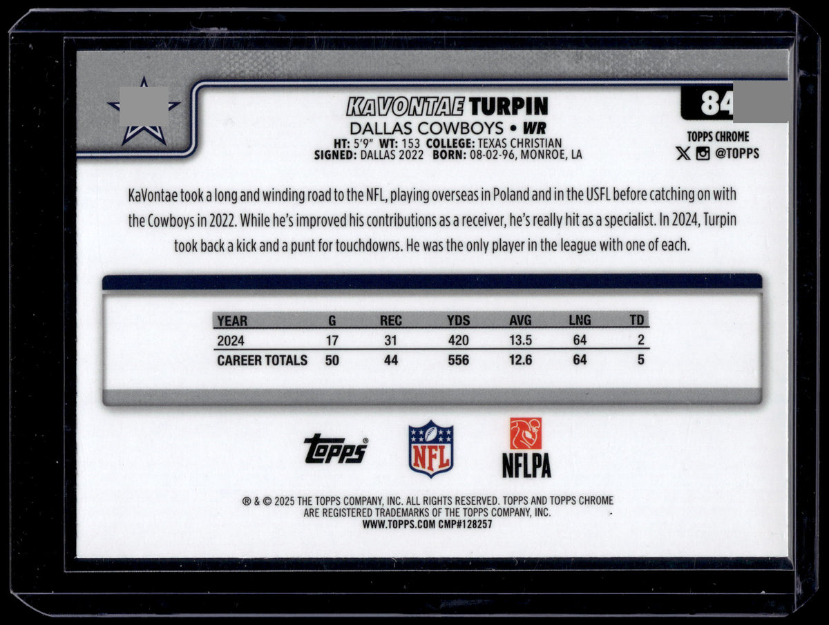 HL-P01 2025 Topps Chrome KaVontae Turpin #84 Geometric Refractor
