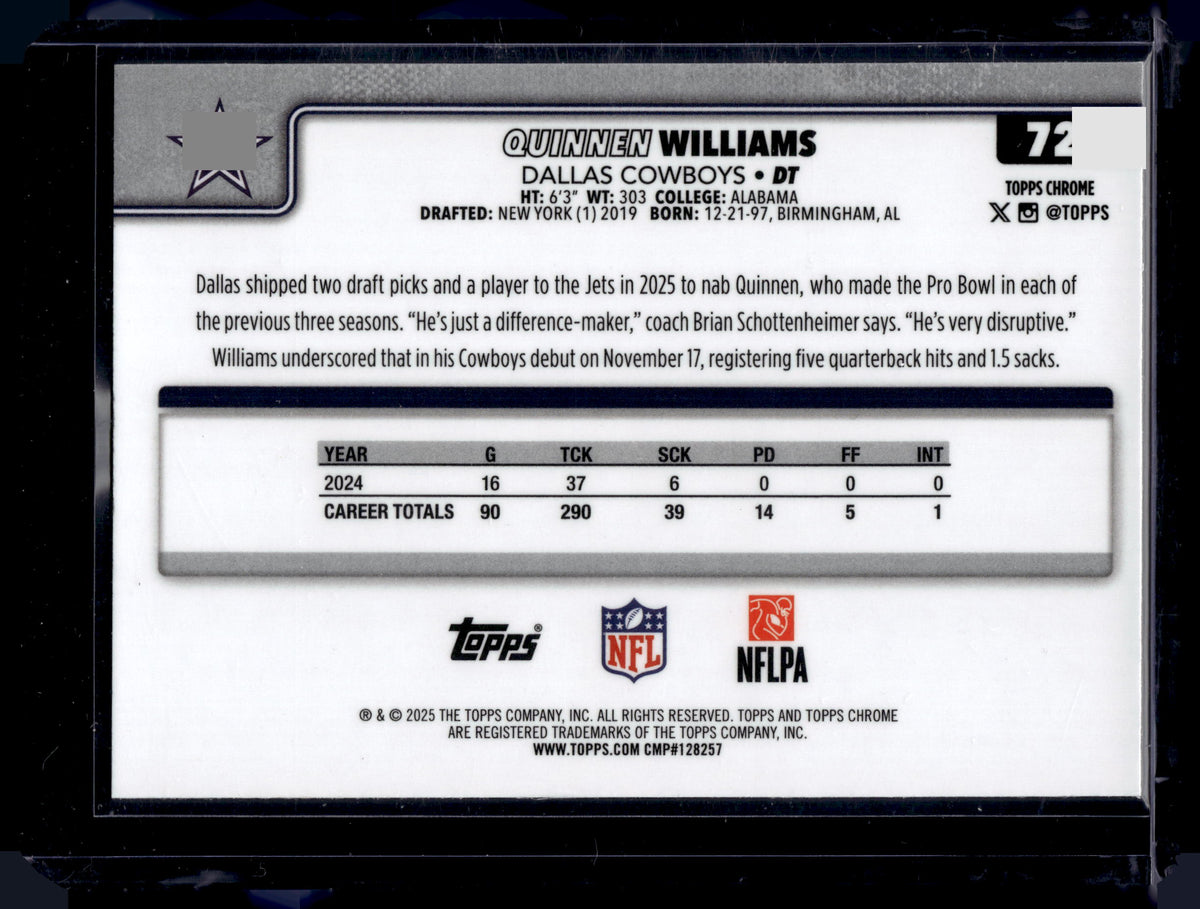 HL-P01 2025 Topps Chrome Quinnen Williams #72 Prism
