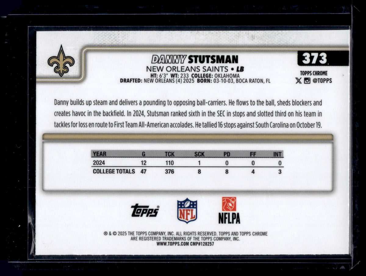 HL-P01 2025 Topps Chrome Danny Stutsman #373 Prism RC