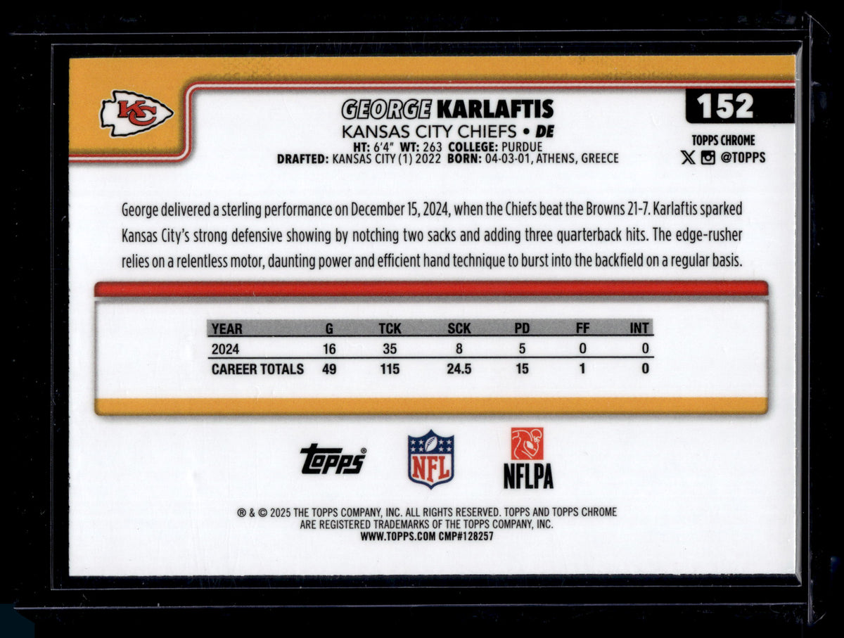 HL-P01 2025 Topps Chrome George Karlaftis #152 Aqua Refractor /199