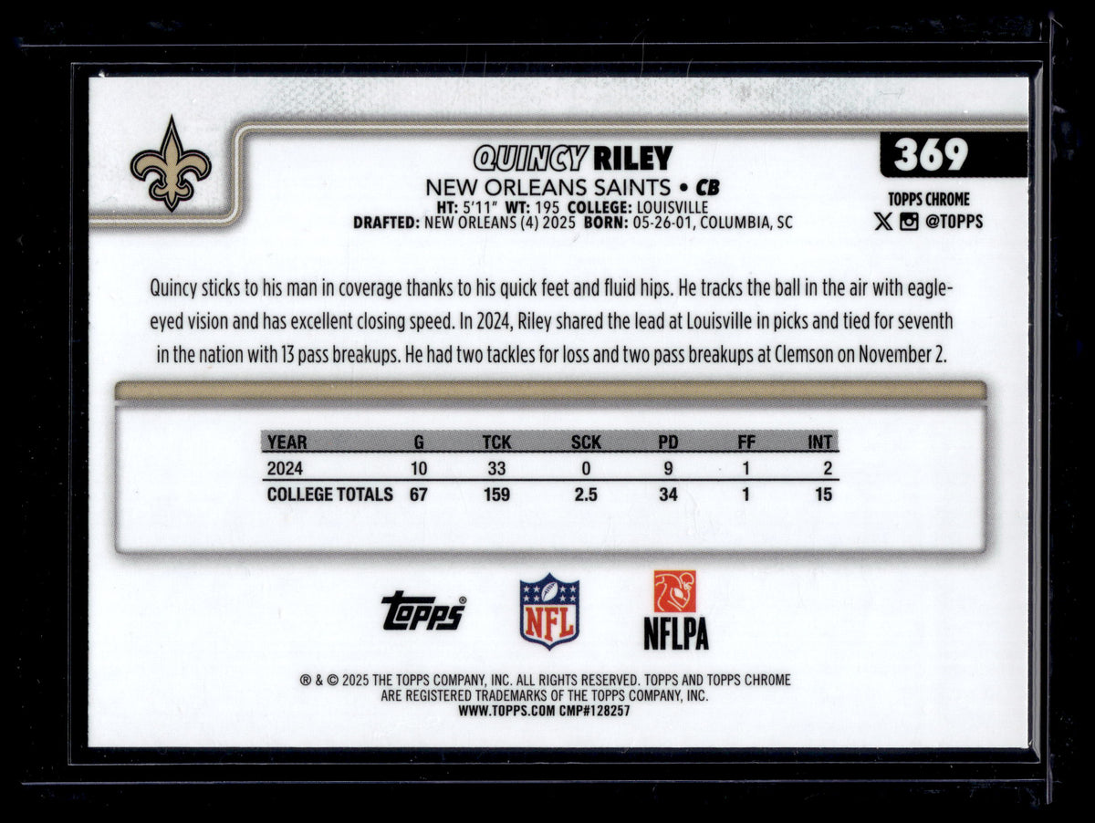 HL-P01 2025 Topps Chrome Quincy Riley #369 Geometric Refractor RC