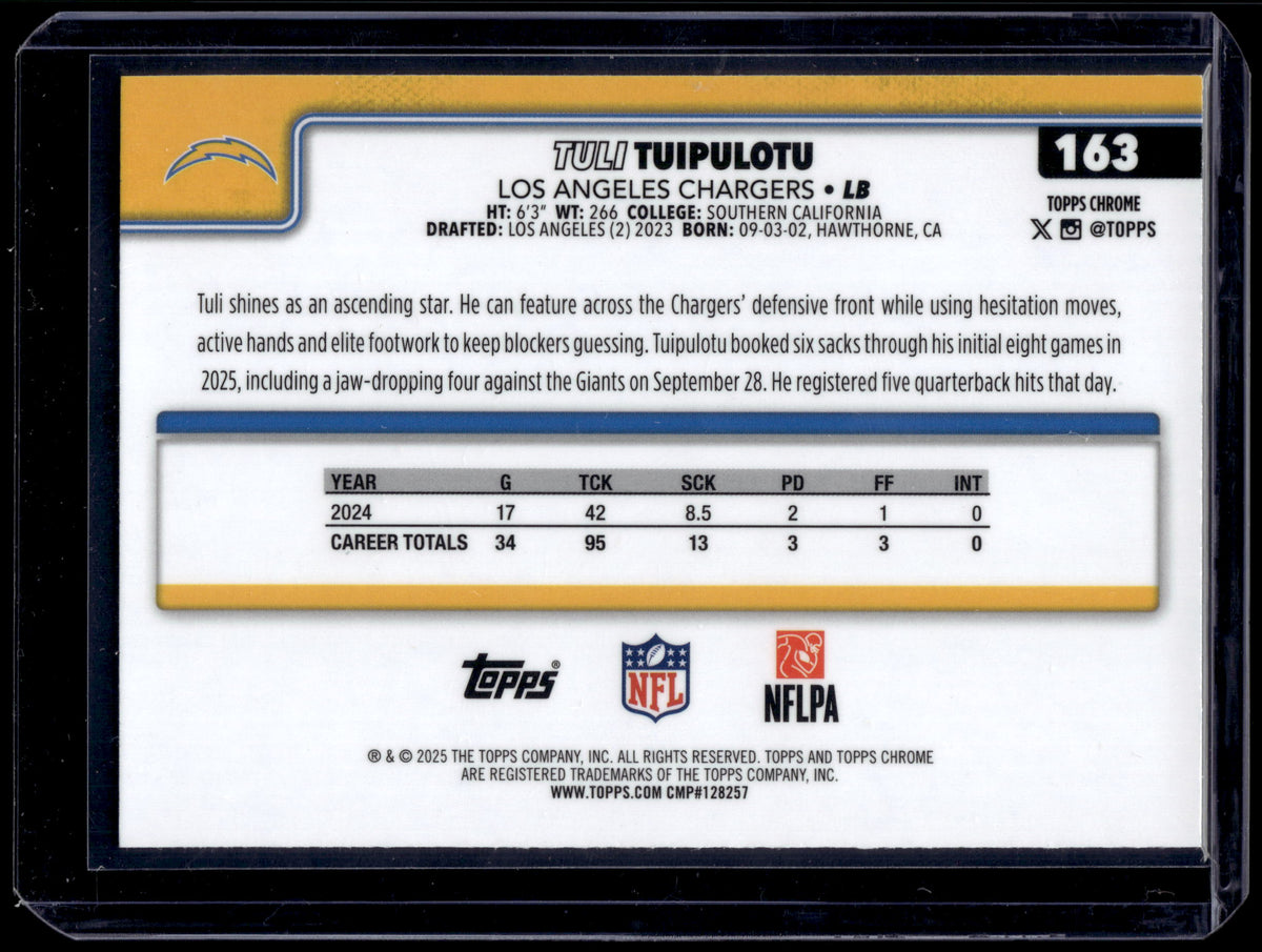 HL-P01 2025 Topps Chrome Tuli Tuipulotu #163 Blue Wave /150