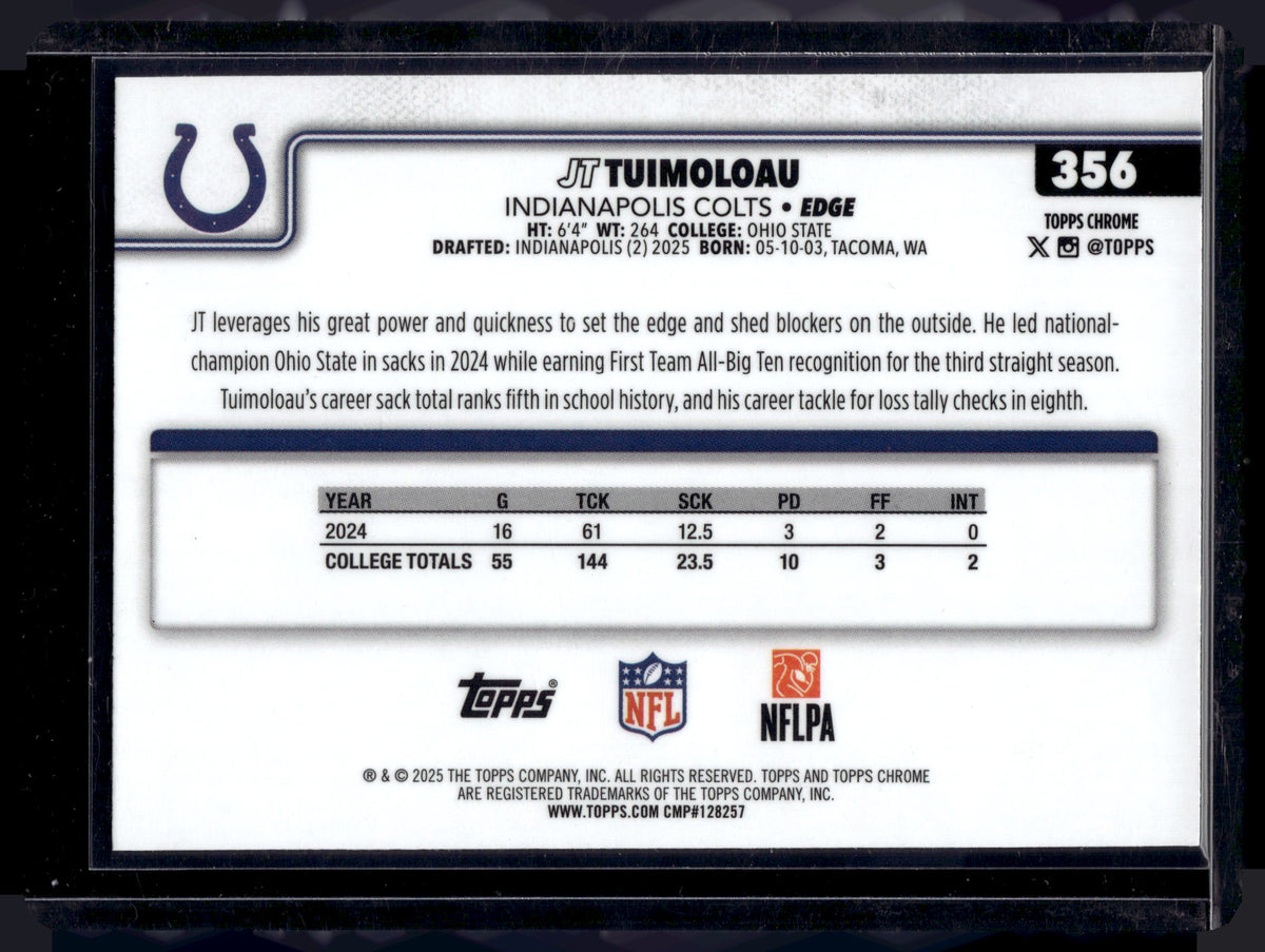HL-P01 2025 Topps Chrome JT Tuimoloau #356 Geometric Refractor RC