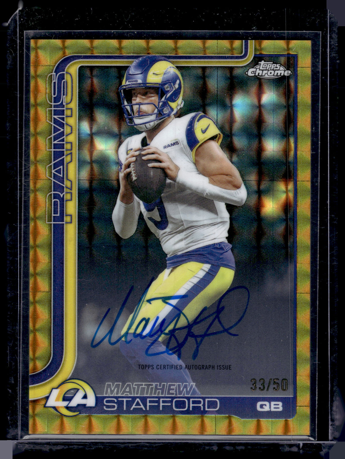 HL-P01 2025 Topps Chrome Matthew Stafford Gold Geometric Auto /50 Rams