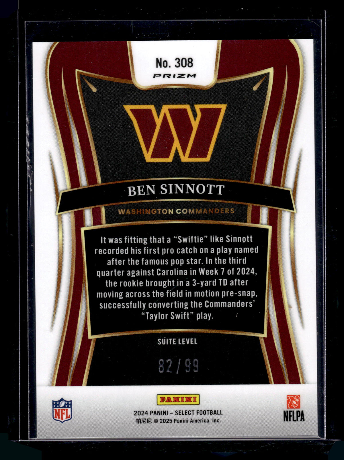 HL-P02 2024 Panini Select Prizm Suite Level Ben Sinnott #308 Blue /99 RC