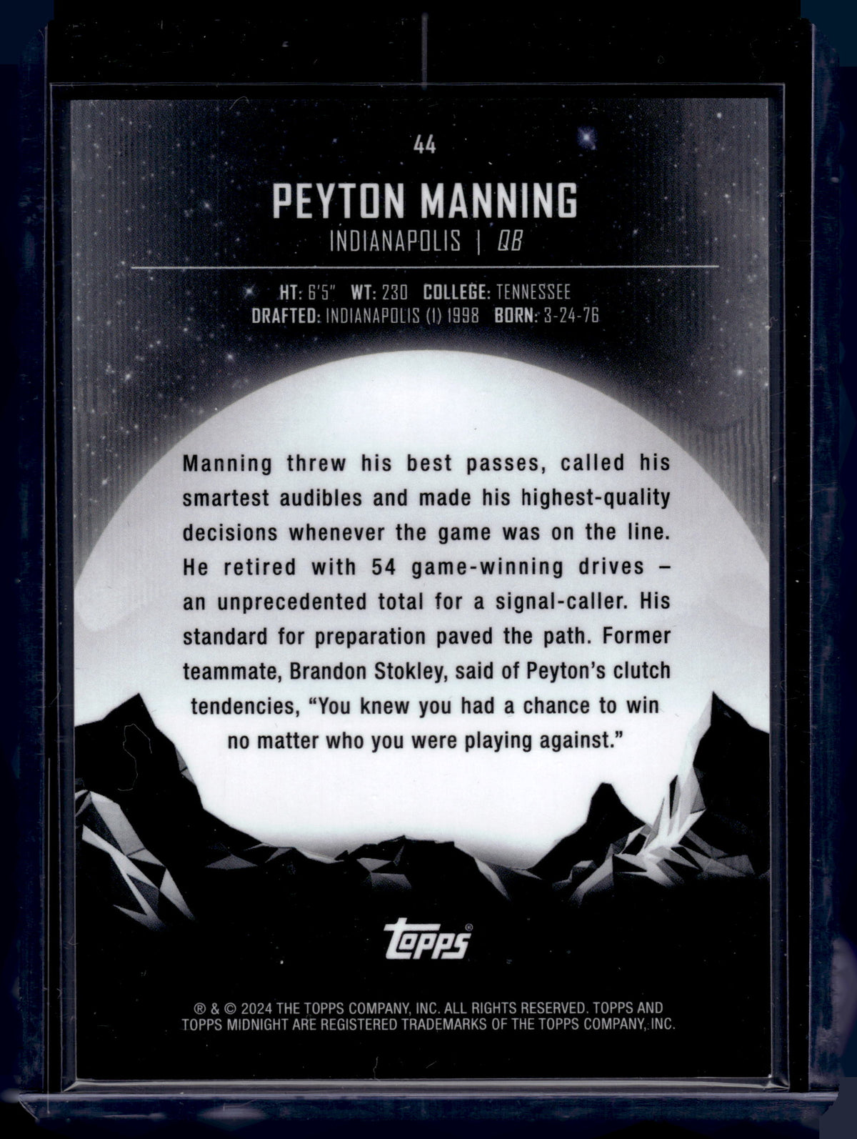 HL-P02 2024 Topps Midnight Peyton Manning #44 Negative /20