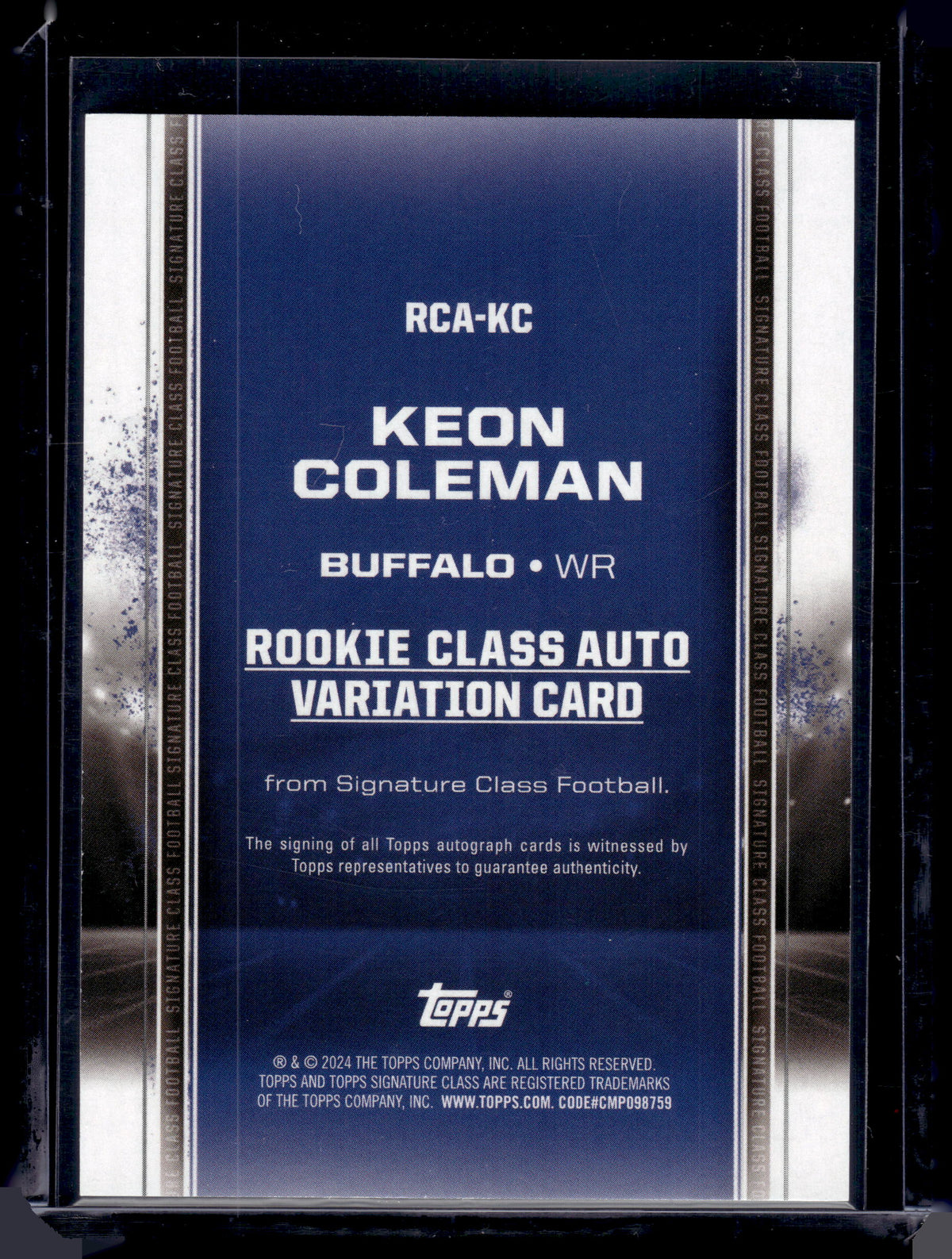 HL-P02 2024 Topps Signature Class Football Keon Coleman #RCA-KC /100 Auto RC