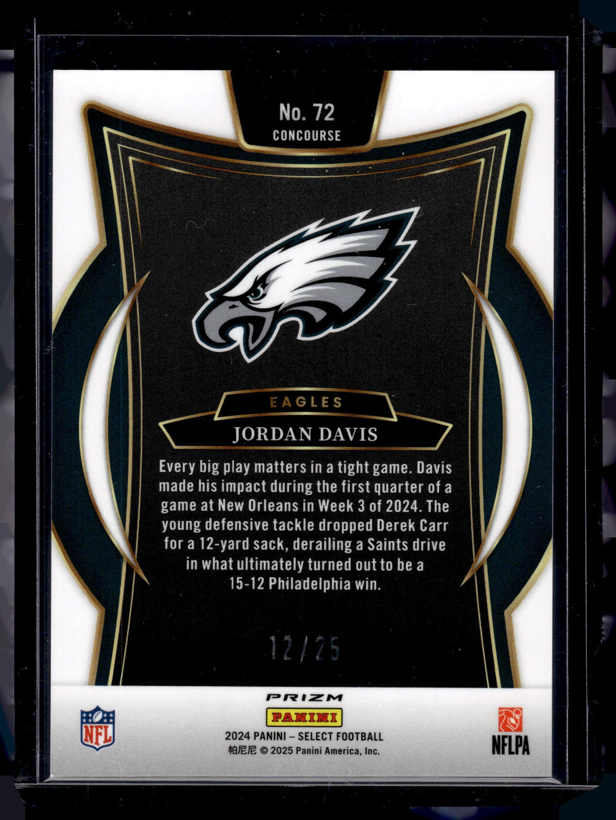 HL-P02 2024 Panini Select Concourse Jordan Davis #72 Tie-Dye Prizm /25