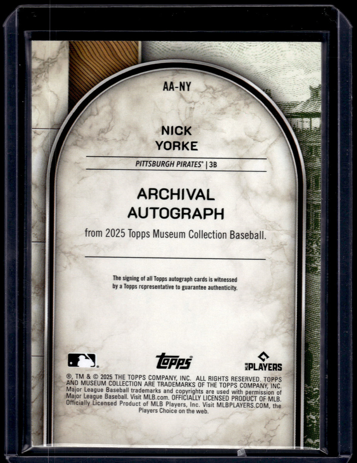HL-P01 2025 Topps Museum Collection Nick Yorke #AA-NY Purple /99 Auto RC