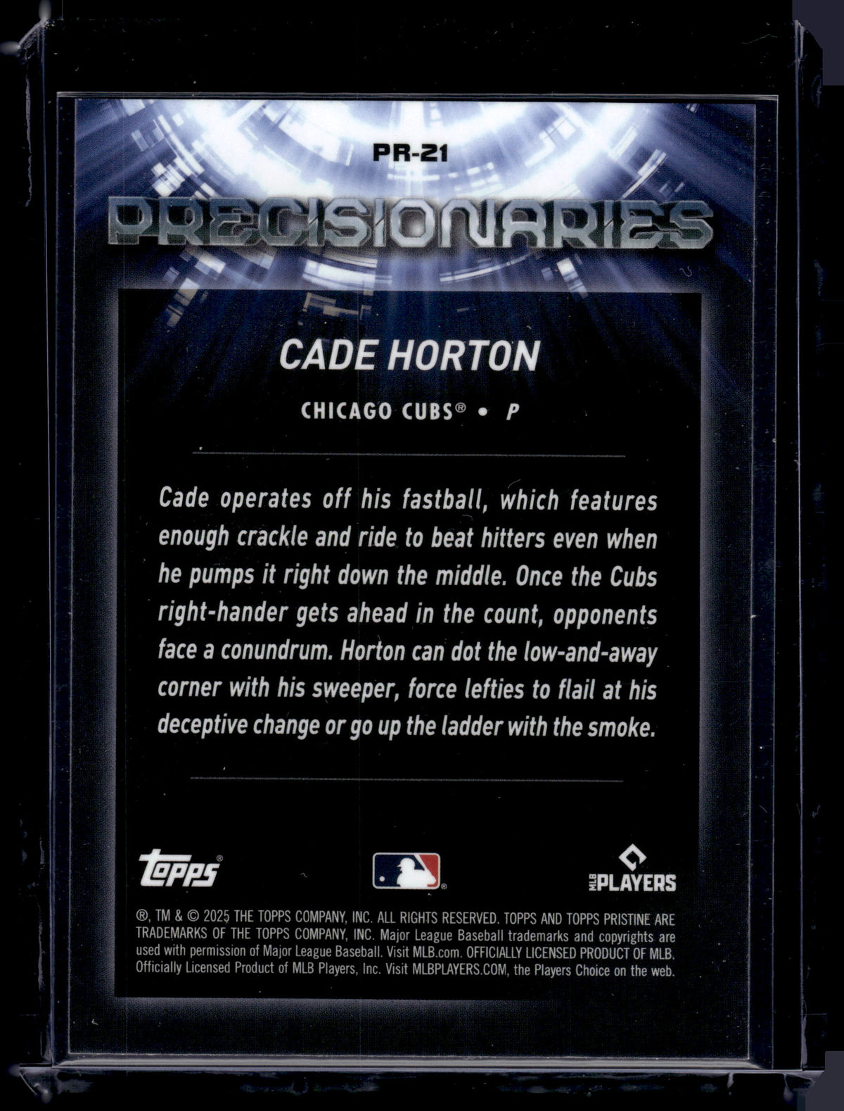 HL-P01 2025 Topps Pristine Precisionaries Cade Horton #PR-21 Refractor RC