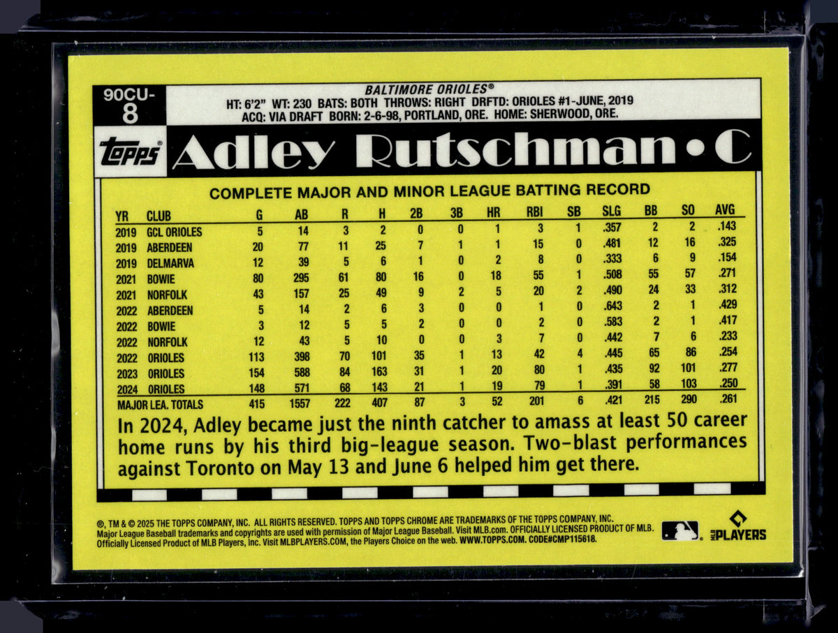 HL-P01 2025 Topps Chrome Topps Baseball Adley Rutschman #90CU-8 Geometric Refr