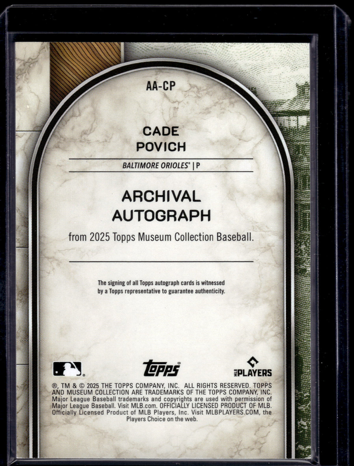 HL-P01 2025 Topps Museum Collection Cade Povich #AA-CP Purple /99 RC