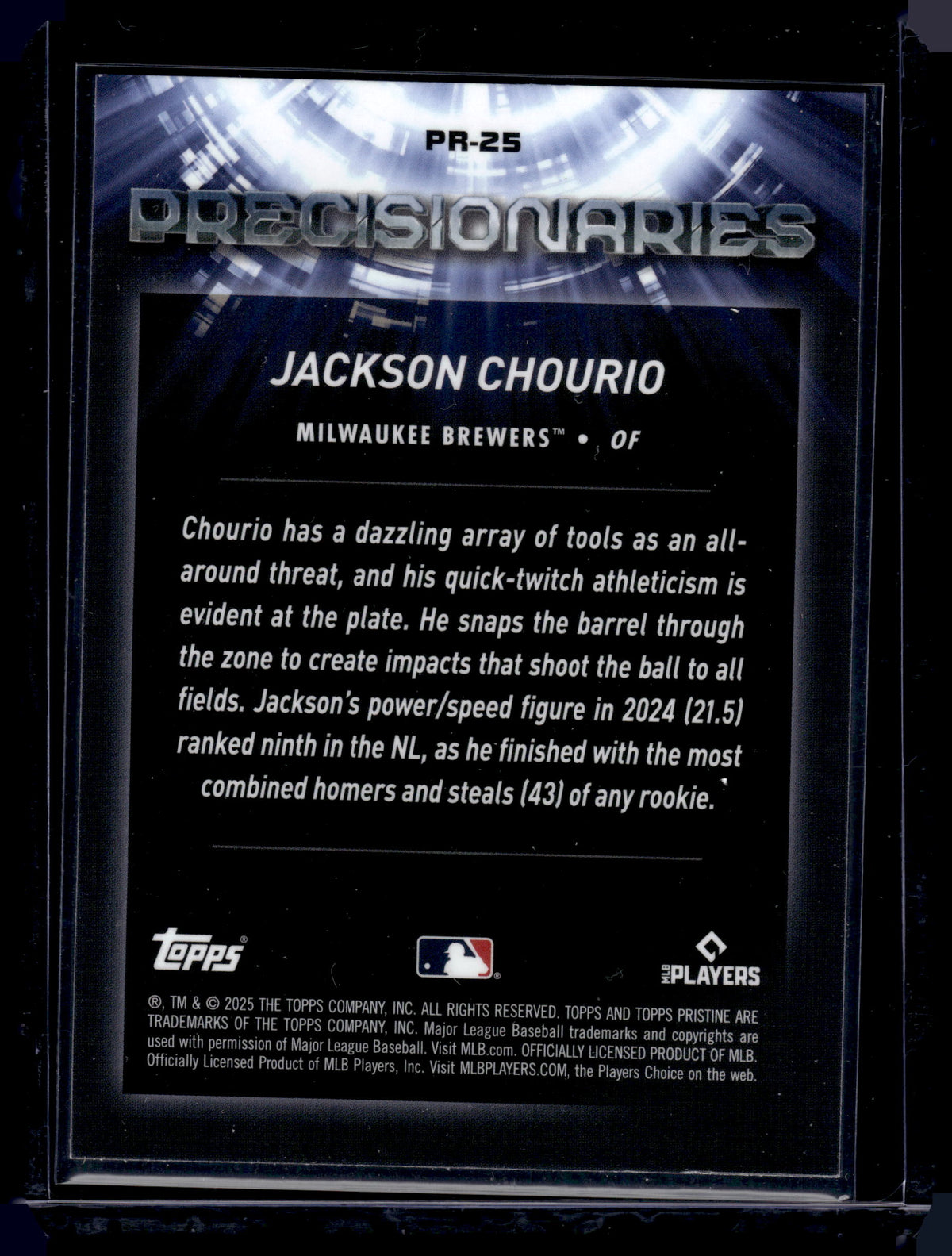 HL-P01 2025 Topps Pristine Precisionaries Jackson Chourio #PR-25 Refractor