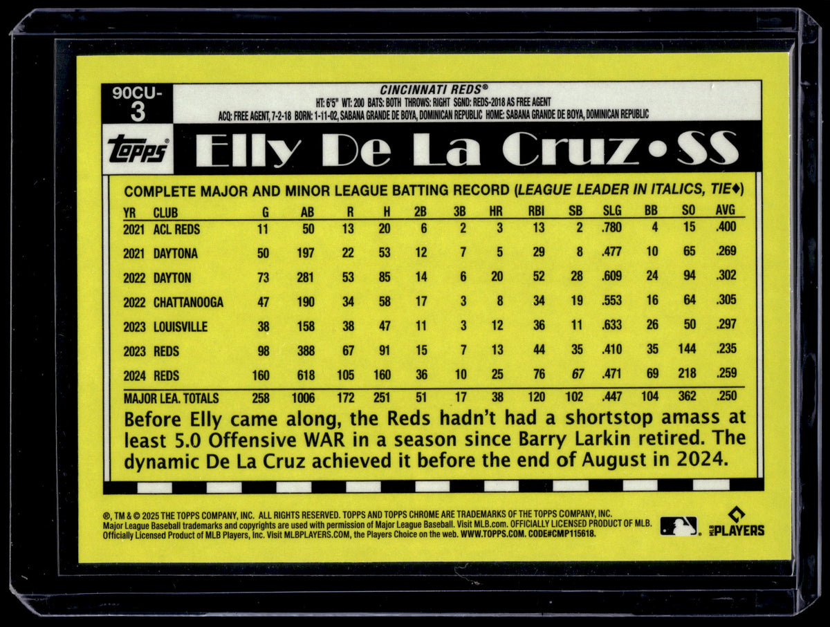HL-P01 2025 Topps Chrome 1990 Baseball Elly De La Cruz #90CU-3 Orange Geometric