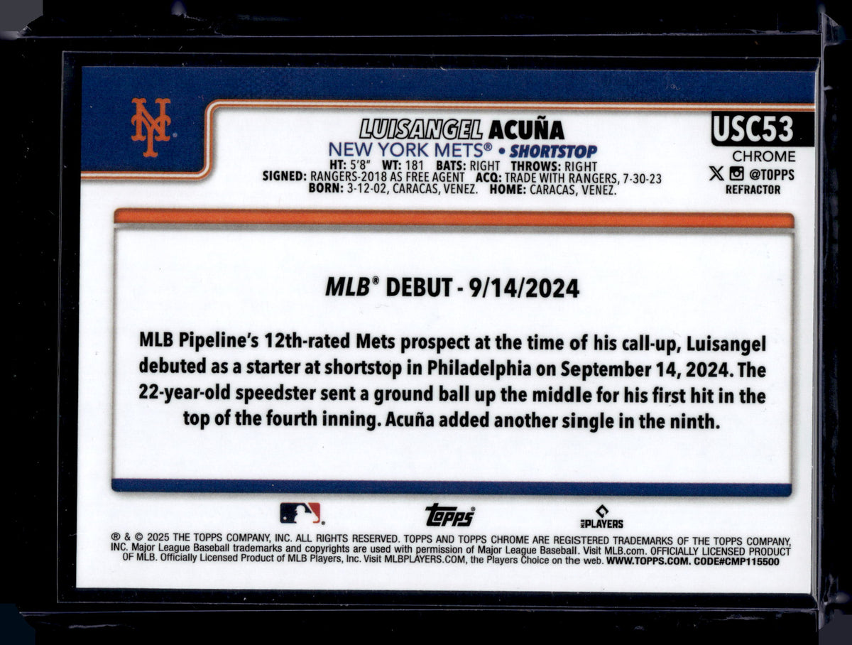 HL-P01 2025 Topps Chrome Luisangel Acuña #USC53 Refractor RC