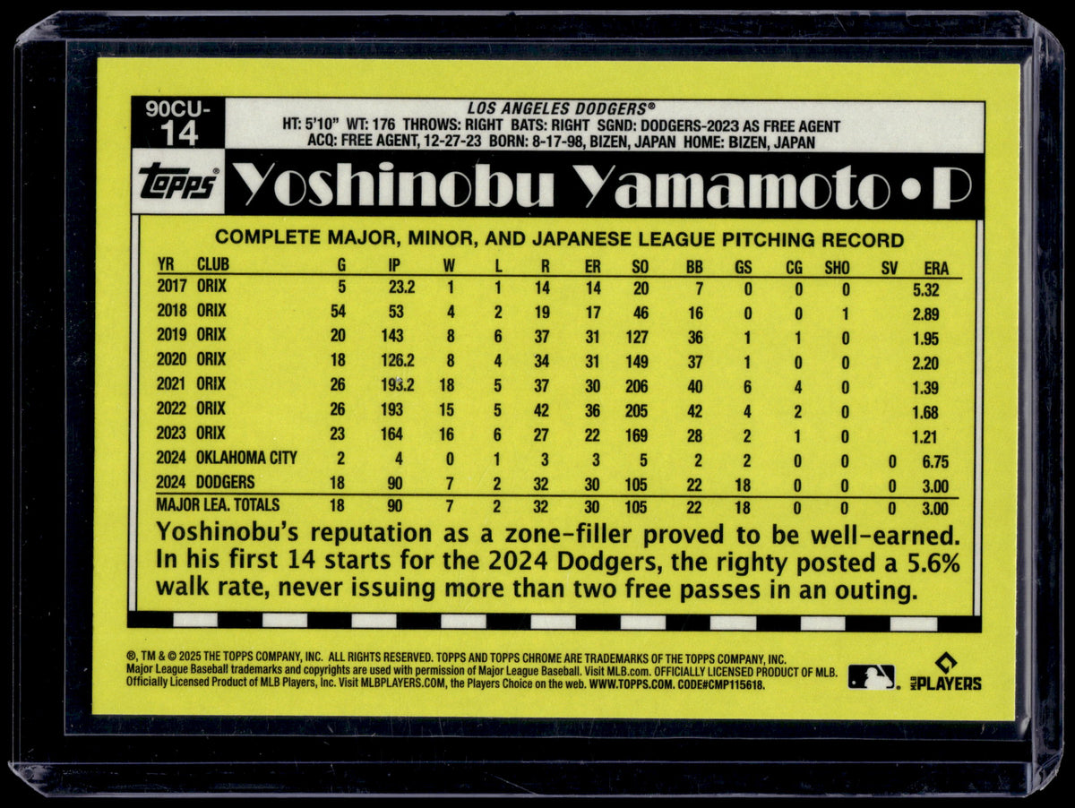 HL-P01 2025 Topps Chrome Yoshinobu Yamamoto #90CU-14 Geometric Refractor