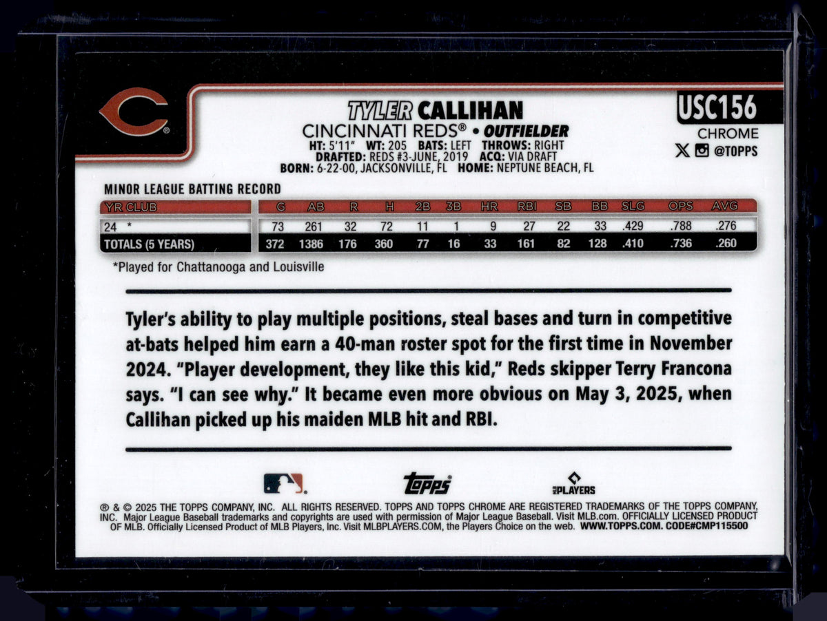 HL-P01 2025 Topps Chrome Update Series Tyler Callihan #USC156 Aqua Wave /199 RC